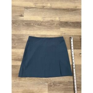 Sunday Best Aritzia Dark Teal Blue Mini Skirt Side Slit Size 4 preppy